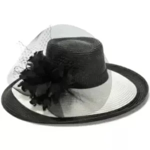 Two-Tone Black and White Wide Brim Romantic Hat