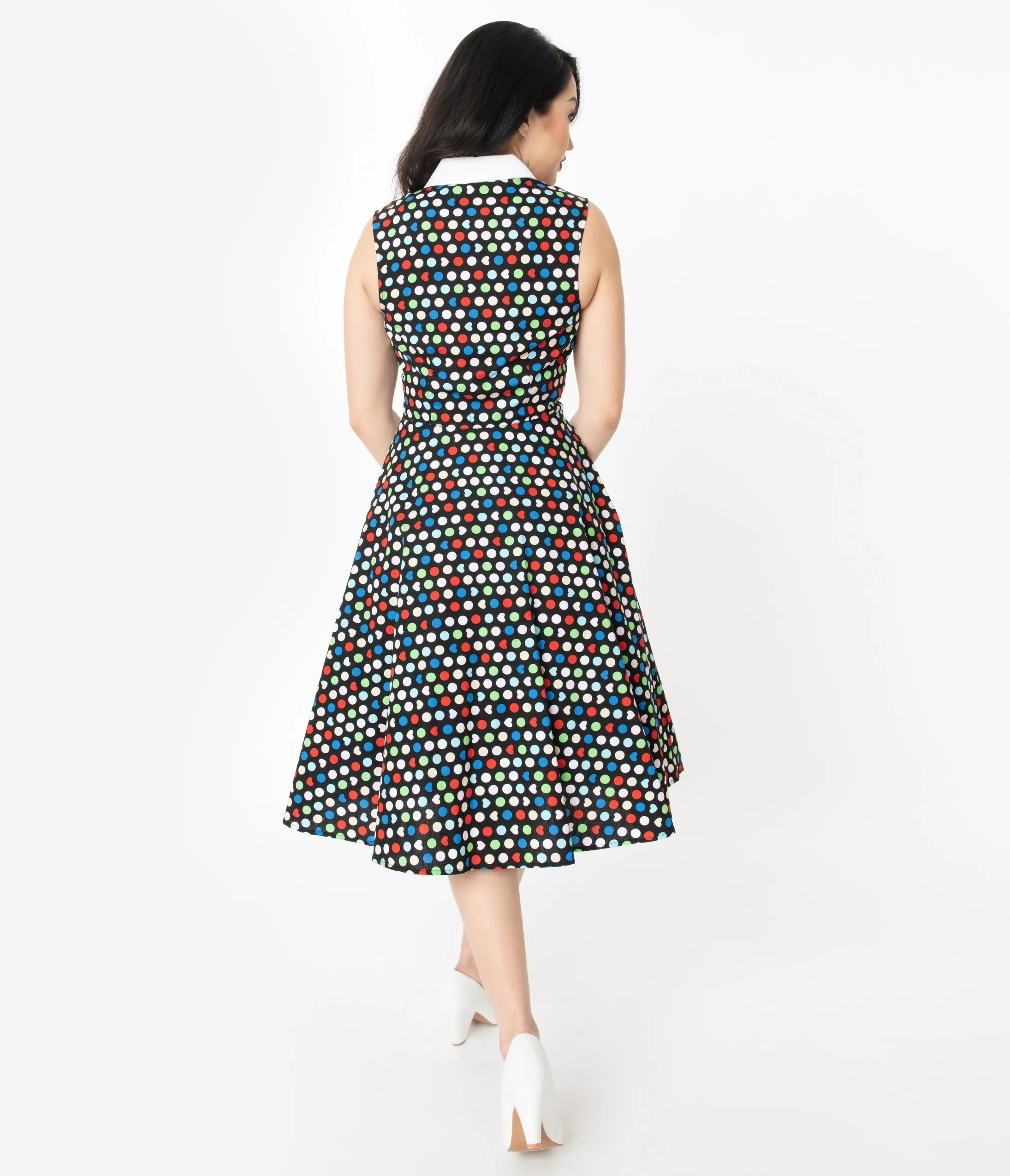 Unique Vintage 1940s Rainbow Polka Dot Darlene Dress