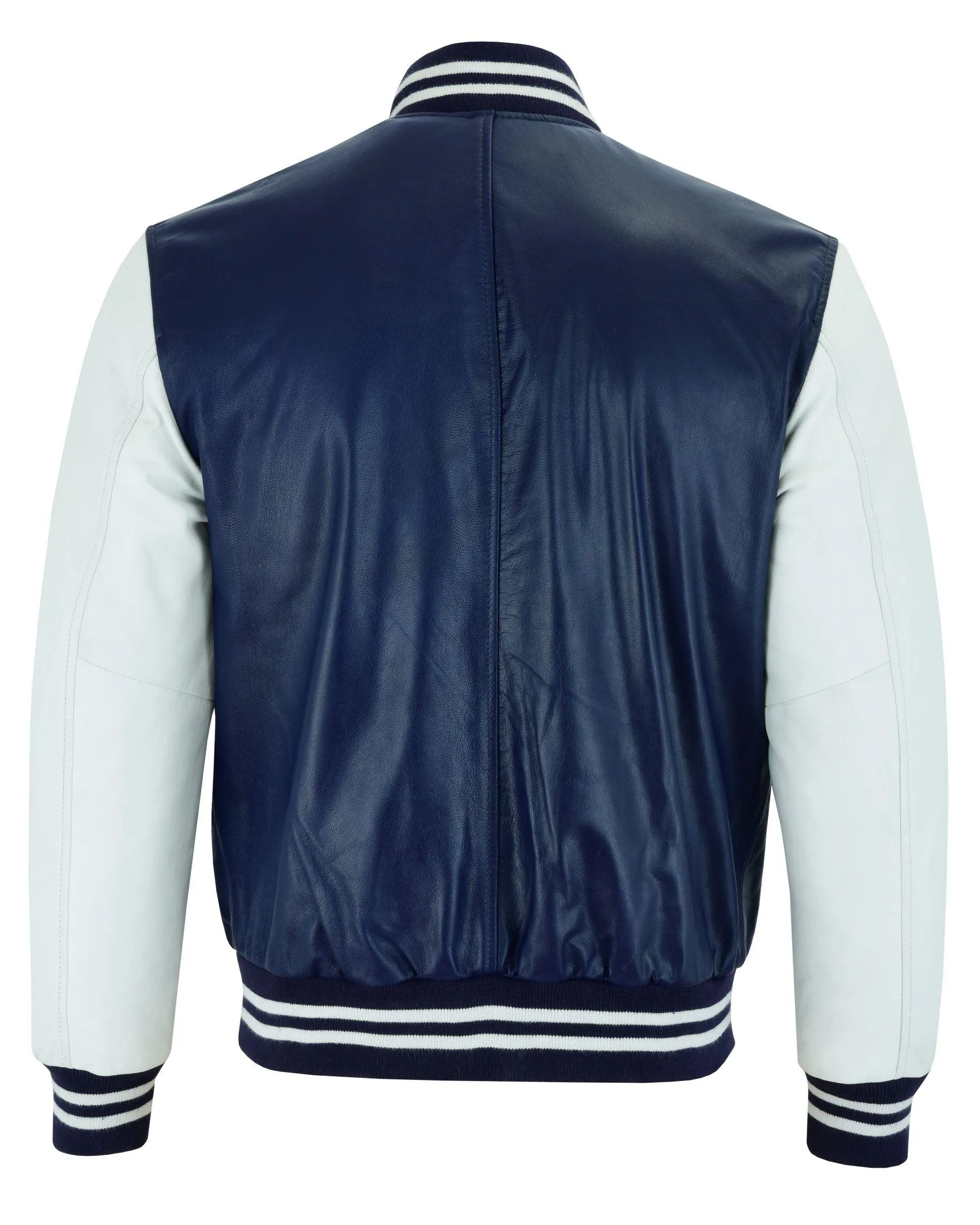 Warrior Gears® Leather Varsity Jacket -Blue Leather Body & White Leather Sleeves