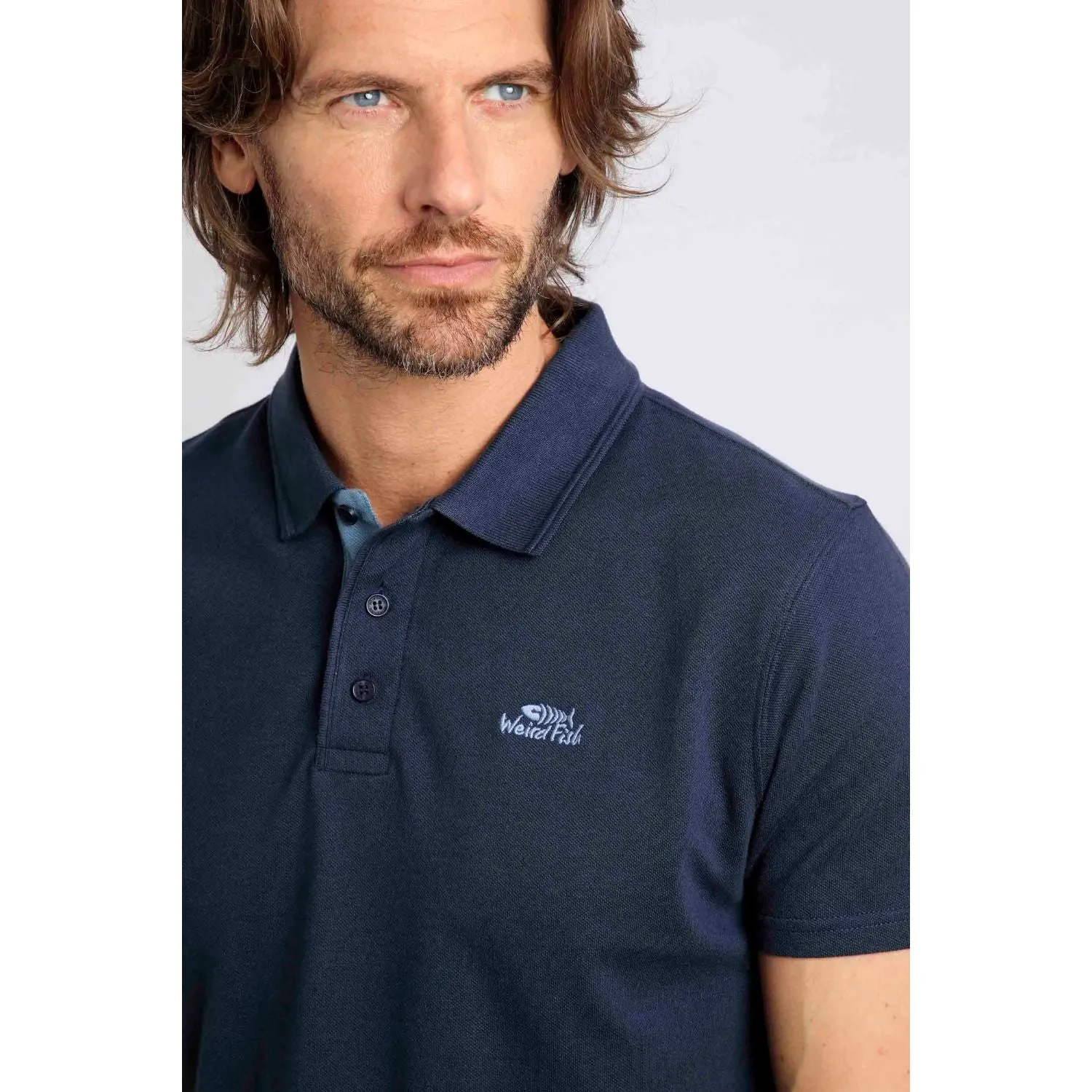 Weird Fish S Navy Miles Organic Pique Polo Shirt