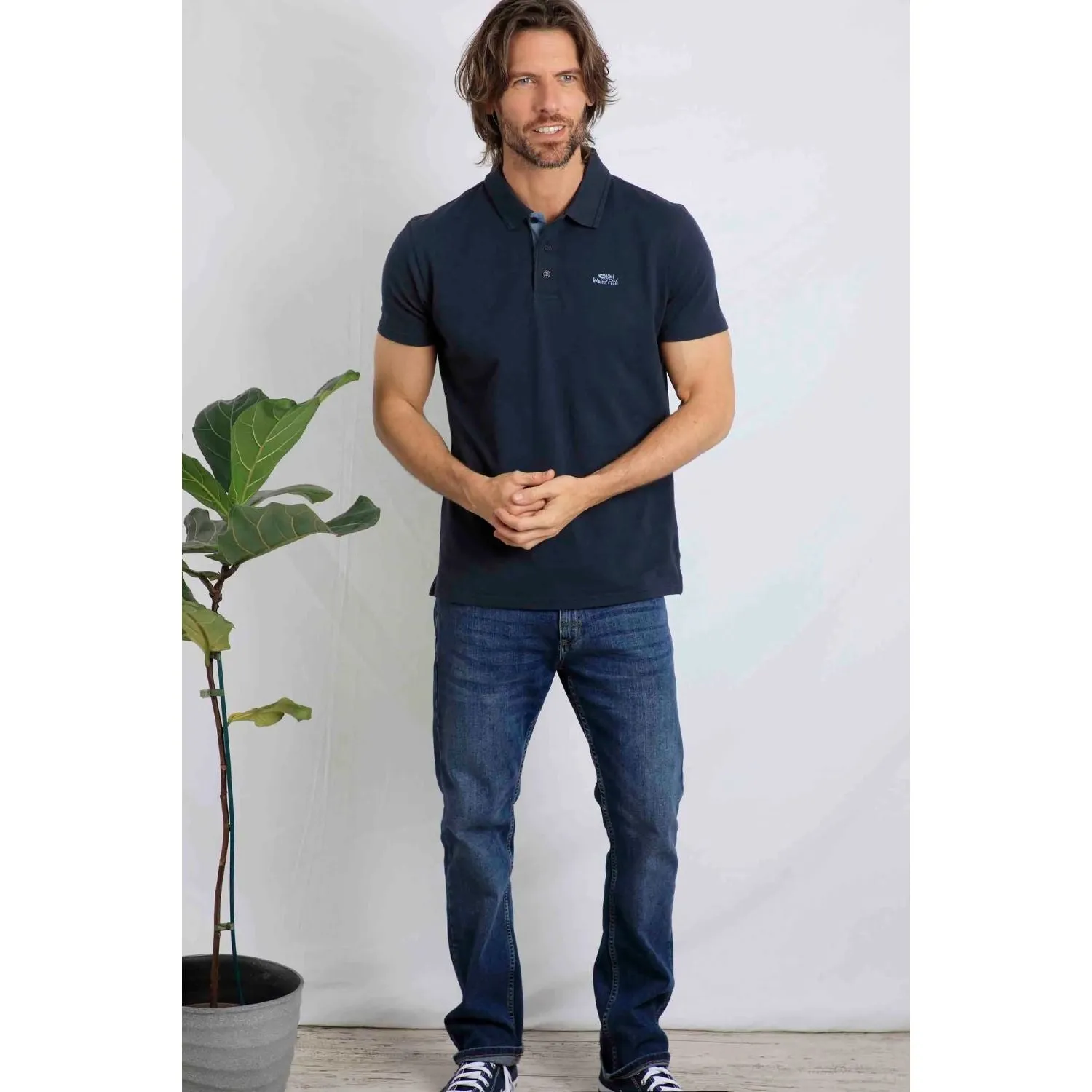 Weird Fish S Navy Miles Organic Pique Polo Shirt