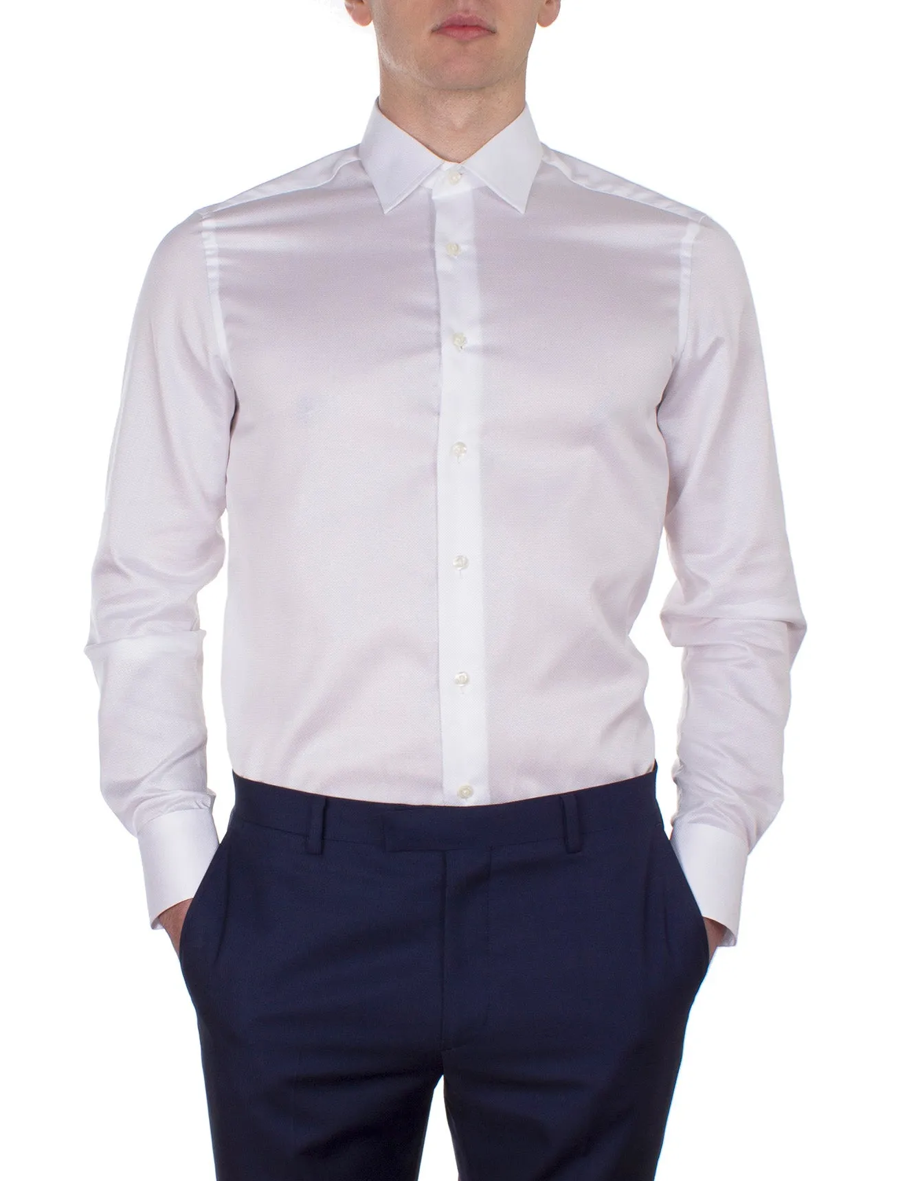 White Textured Shirt (Slim Fit)