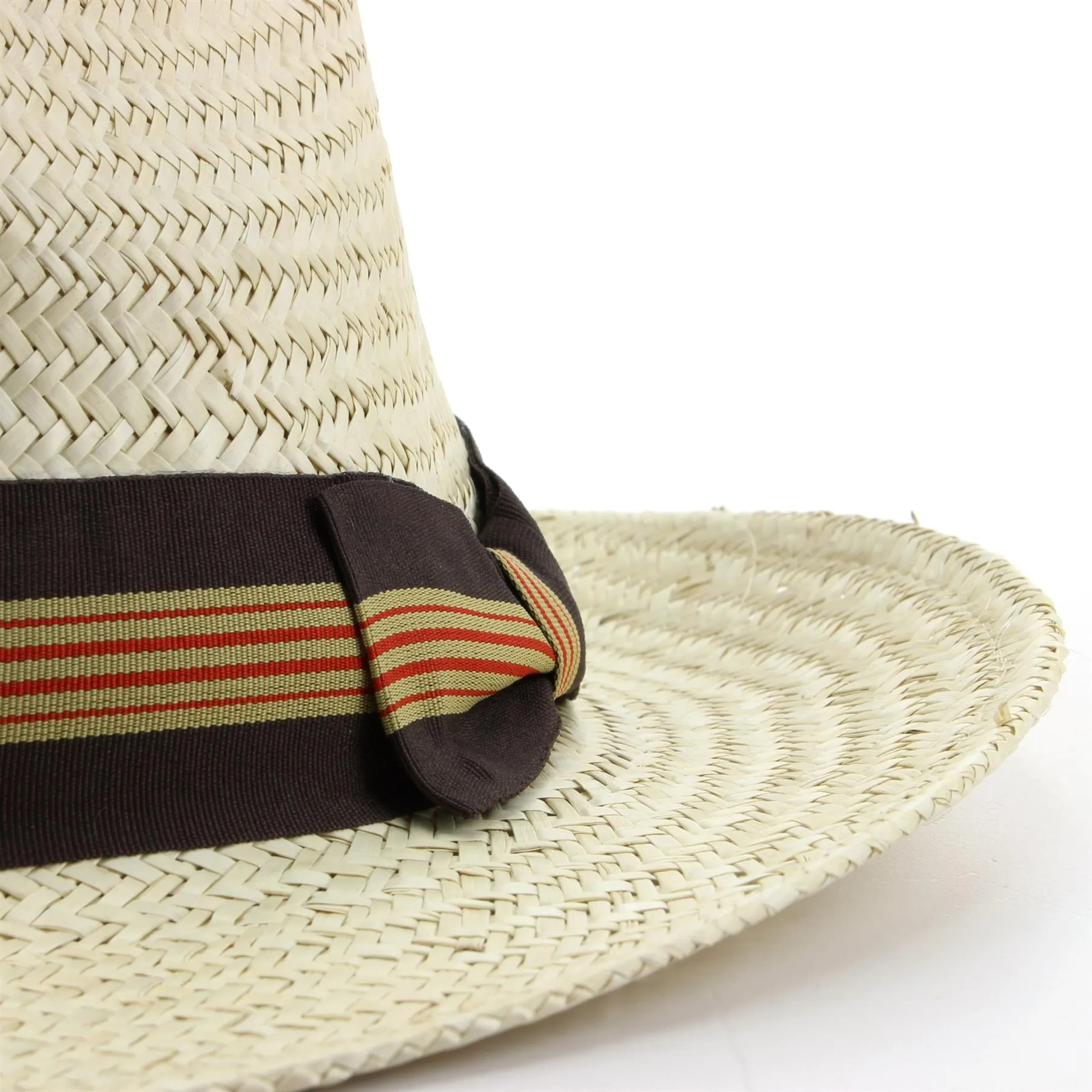 Wide Brim Straw Panama Fedora Hat - Brown