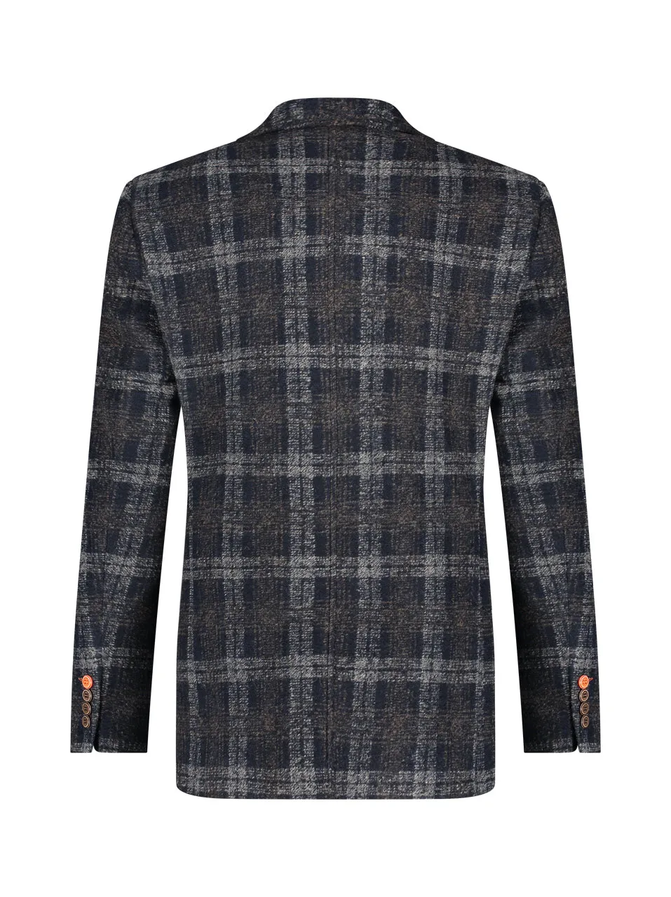 Wool Check Blazer - Navy