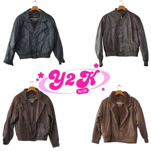 Y2K NYC Cool Girl Leather Bomber Jackets