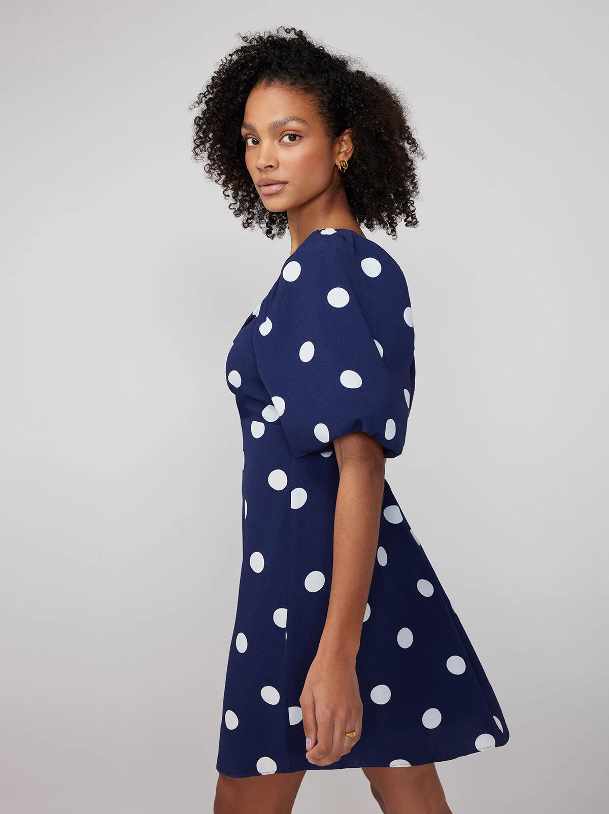 Zosia Navy Polka Dot Mini Dress