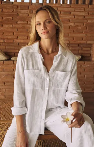 ZSU Kaili Button Up Gauze Top in White